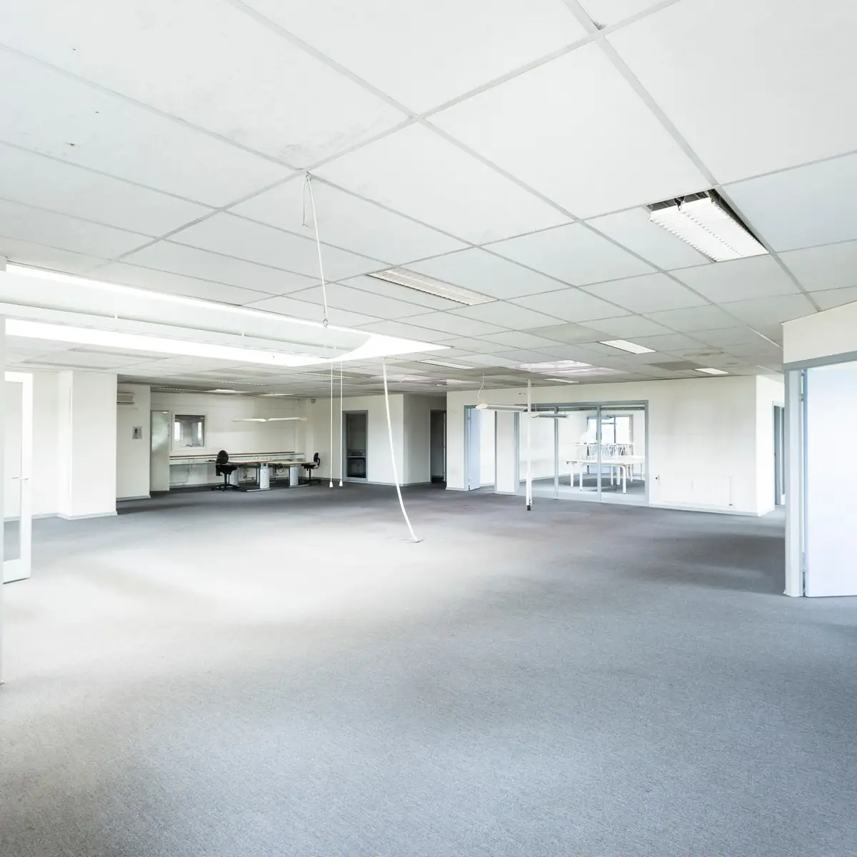 Empty office with glass partitions