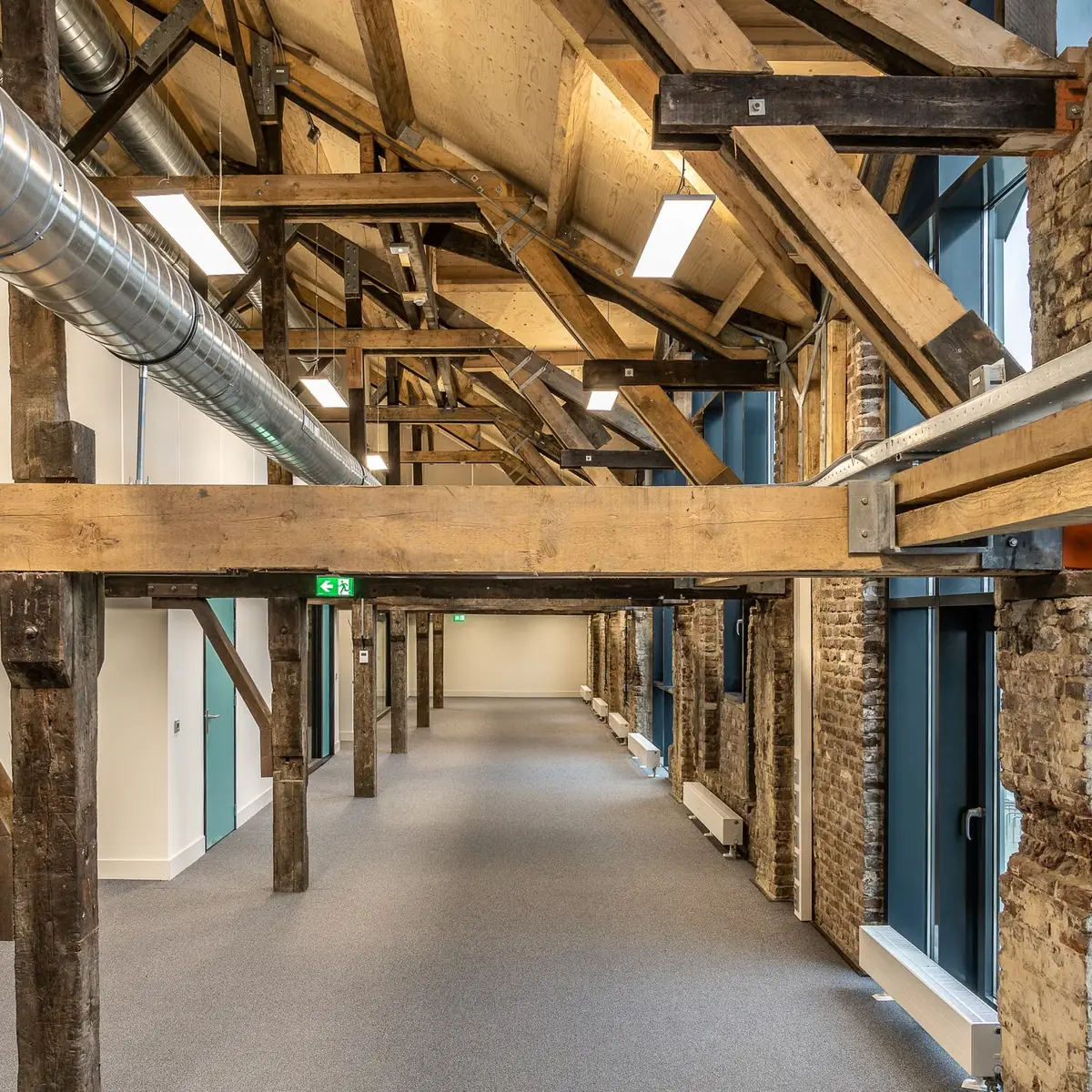 Converted mill interior with exposed structure