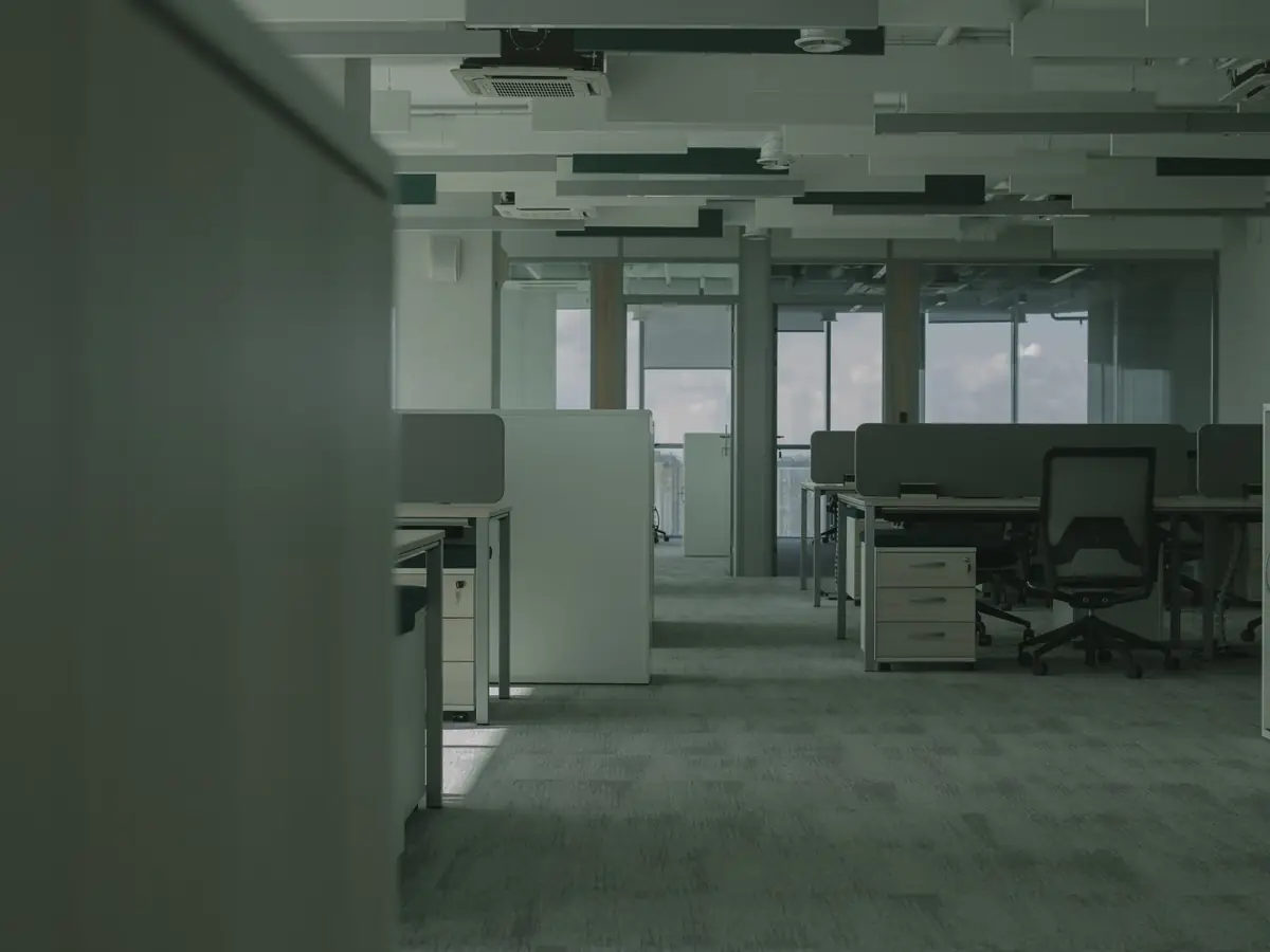 Empty office floor with desks cleared ahead of works