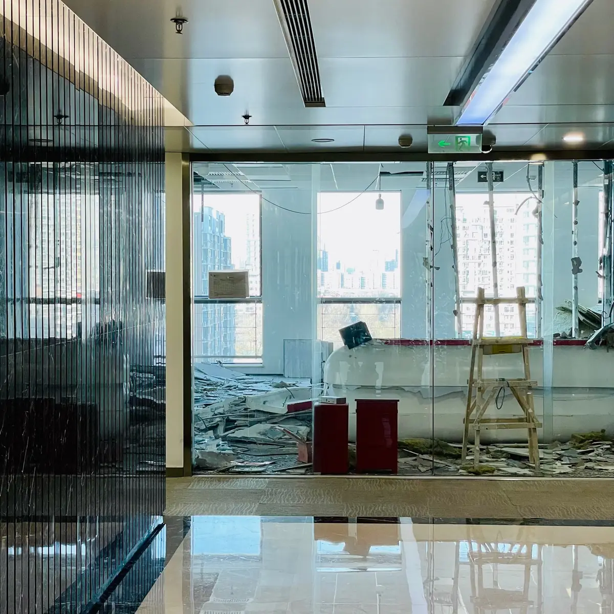 Office floor stripped back during refurbishment