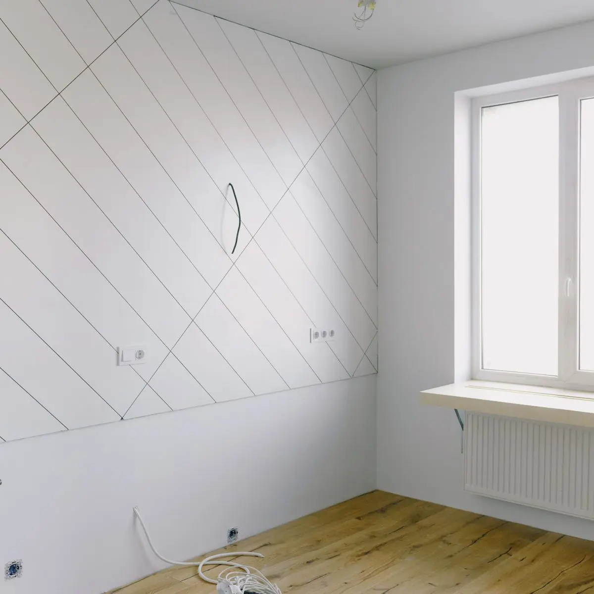 Room boarded and taped ready for skimming