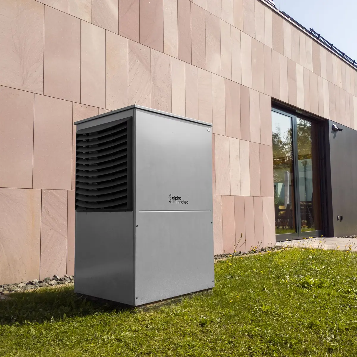 Heat pump unit outside a house