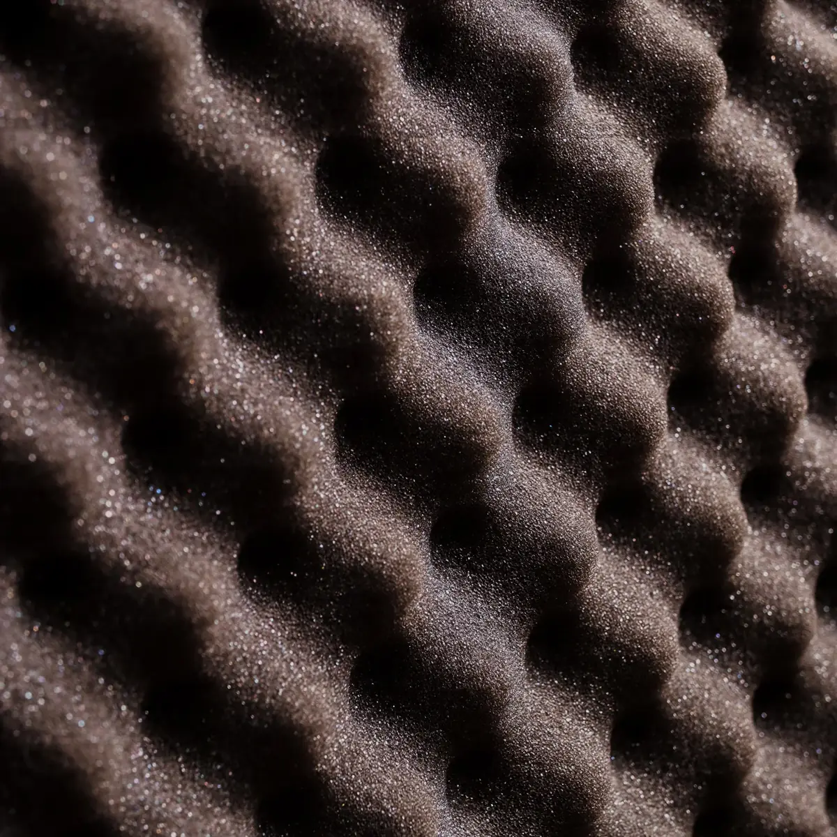 Wave-profile acoustic foam panel close up