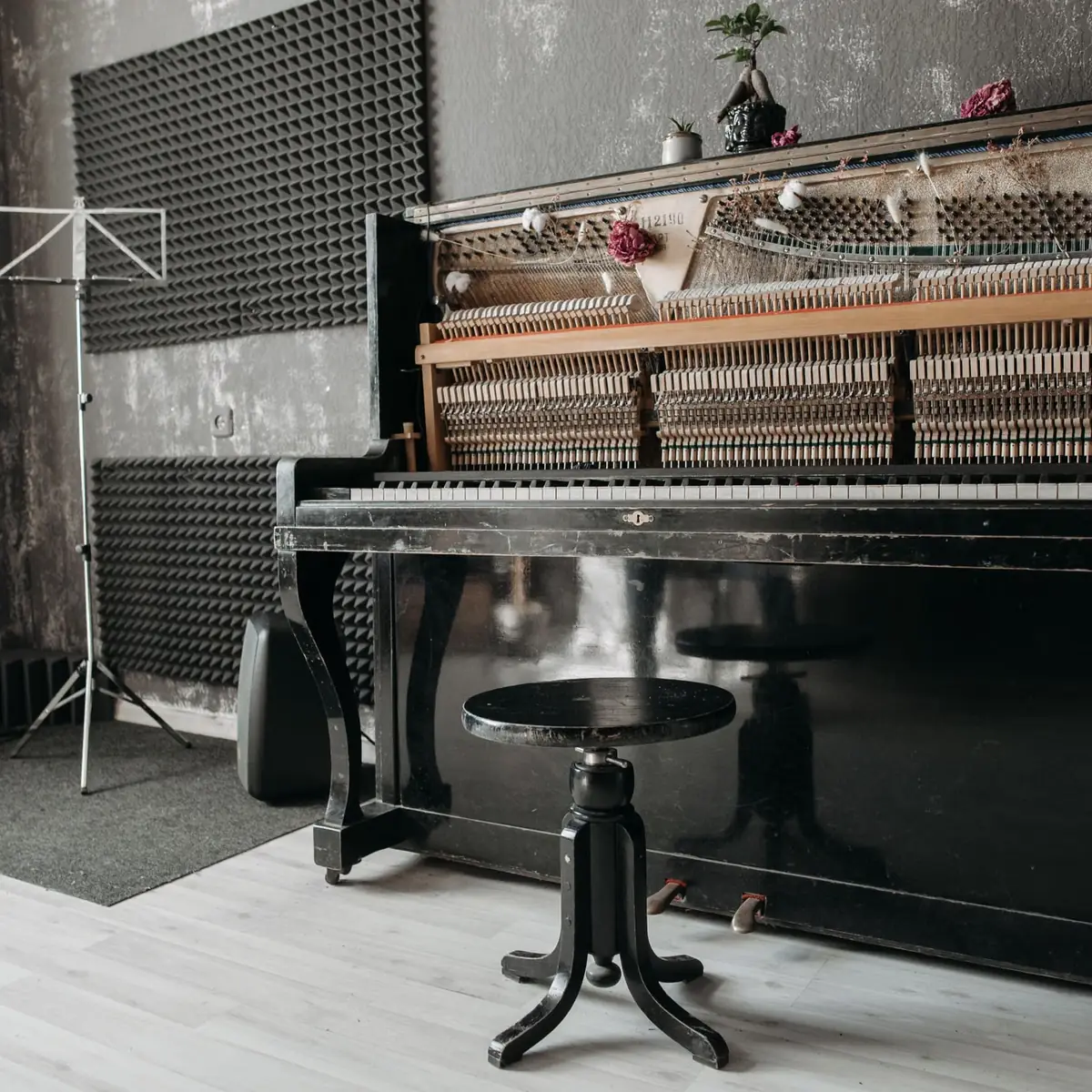 Piano in a treated room